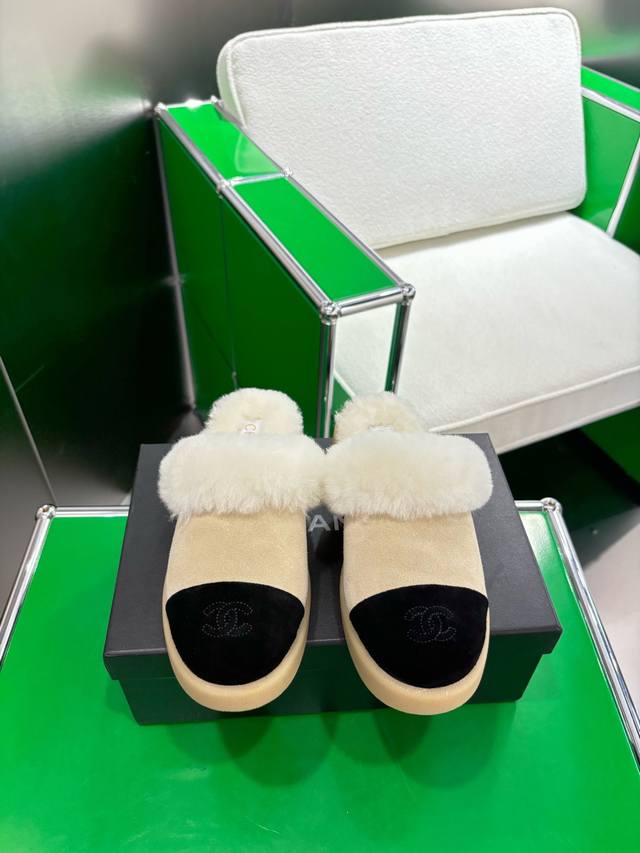 K010 Chanel Wool-lined and Wool-trimmed Slip-on Mules (25Fw Autumn/Winter New Ar