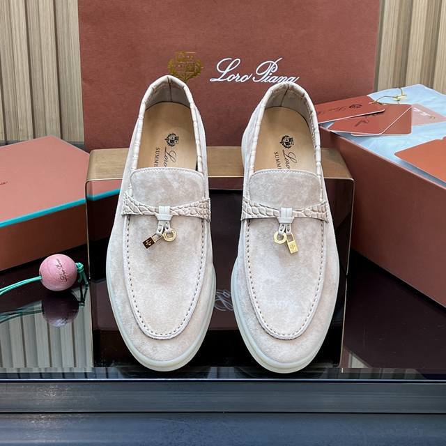 High-quality cowhide lining Loro Piana early spring latest loafers with stone p