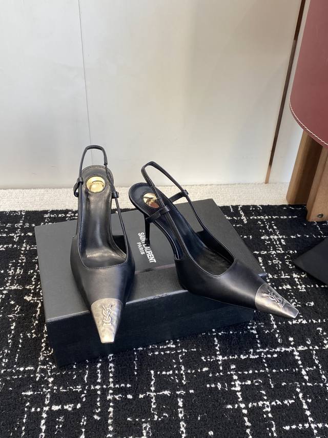 Retail-grade Saint Laurent* 25Ss New Arrival Square Toe YSL High Heels with Buc