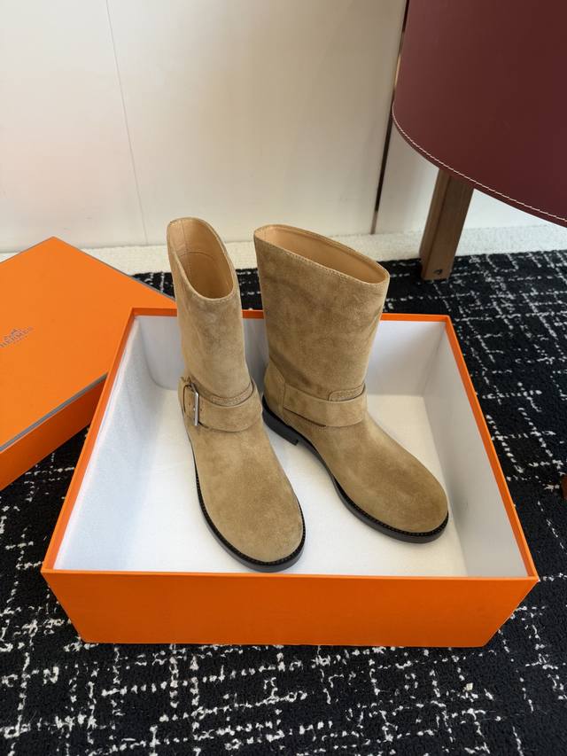 Retail-grade Hermes Fall/Winter Latest Vintage Style Slip-on Ankle Boots Extreme