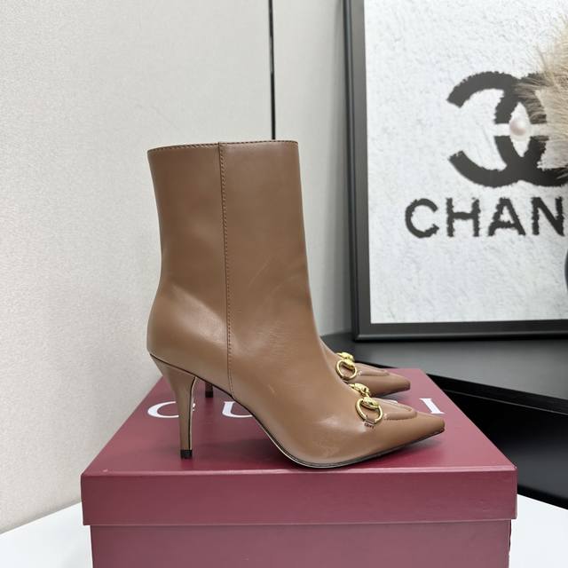 Highest Version 2025 New Gucci High-Heeled Ankle Boots Pointed Toe Ankle Boots N