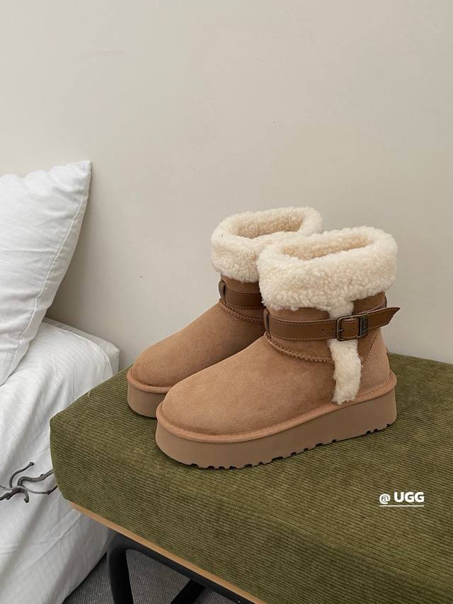 Ugg Snow Boots Low-top Curly Fur Thick-soled Riding Boots Instantly make your le