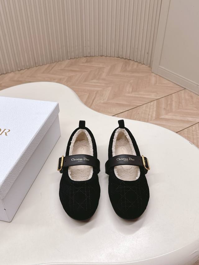 Dior 25Ss Fall/Winter New Arrival Wool Mary Jane Ballet Flats. Featuring the cl
