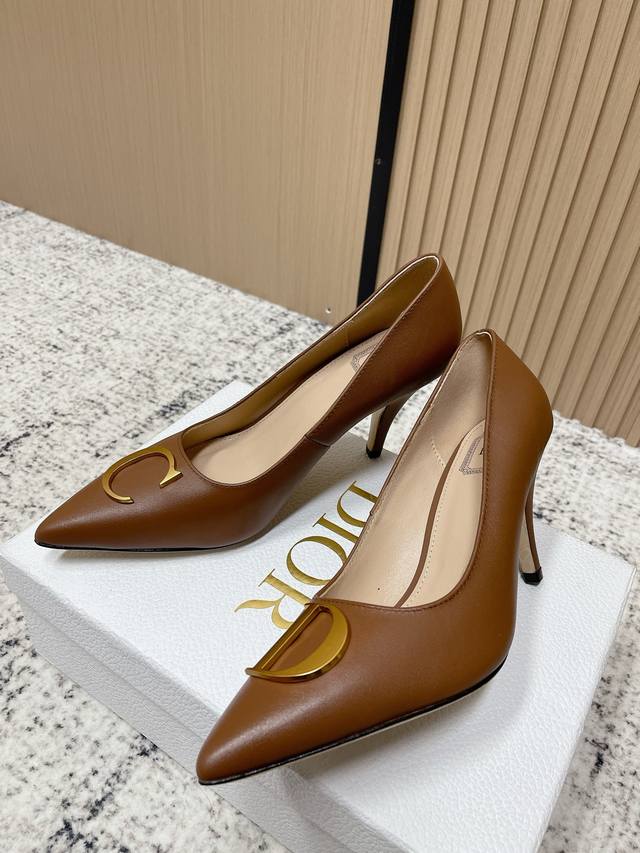 Top Version: Dior 25Wf New Cd Metal Buckle Pointed-Toe High Heels This shoe rede