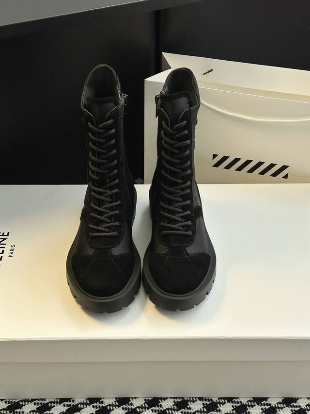New Celine Lace-up Martin Boots Looks like a genuine product, high-quality finis