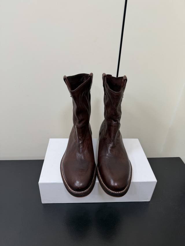 Homemade Heavy Washed Horsehide Western Cowboy Boots Upper Material: Horsehide L