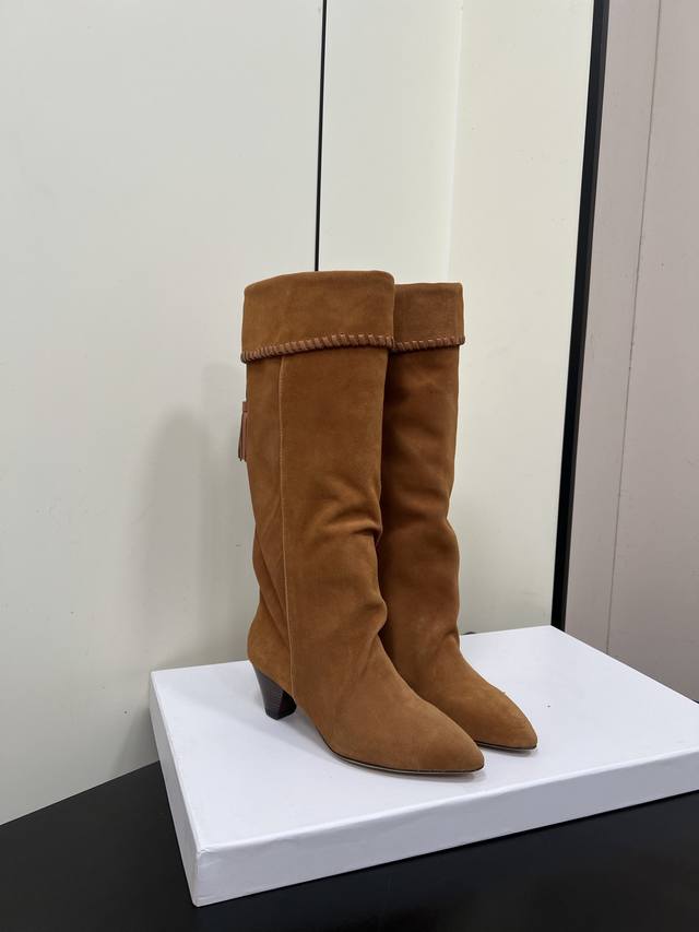 Isabel Mareant 25Ss Woven-Trimmed Tassel Pendant Chunky Heel High Boots In the c