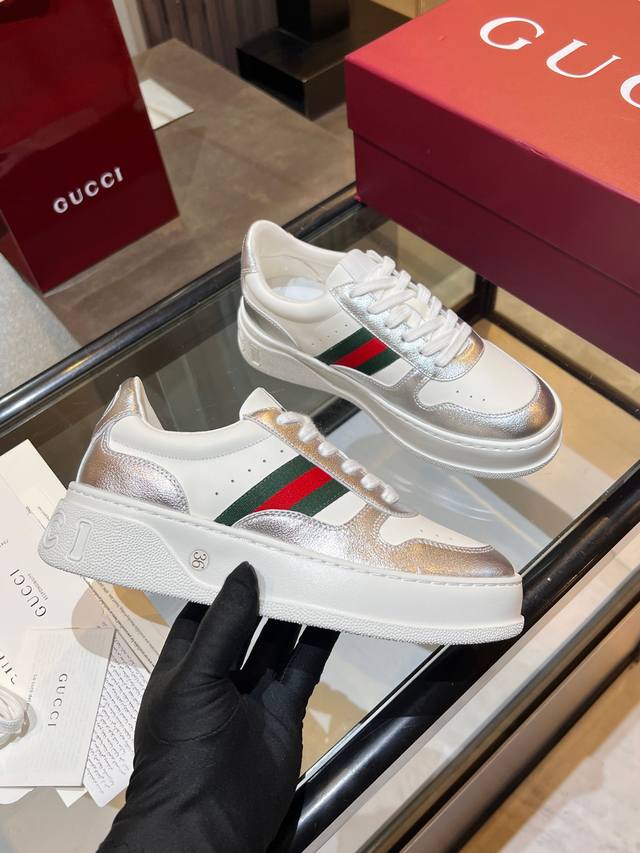 Gucci Fall/Winter Couple Platform White Sneakers are here! Latest IP-level quali