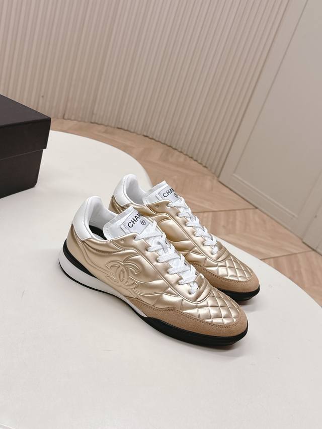 Chanel 25N Series German Training Shoes, Quilted Lambskin Sneakers, Baseball Sho