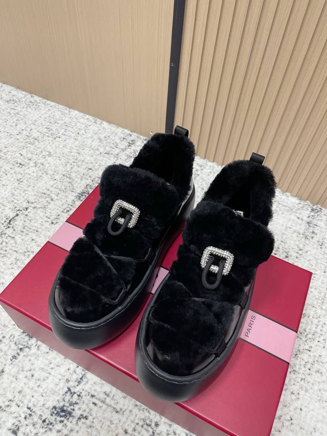 Top Version: Rv 24Ss Autumn/Winter New Casual Thick-Soled Furry Shoes 5cm Eva th