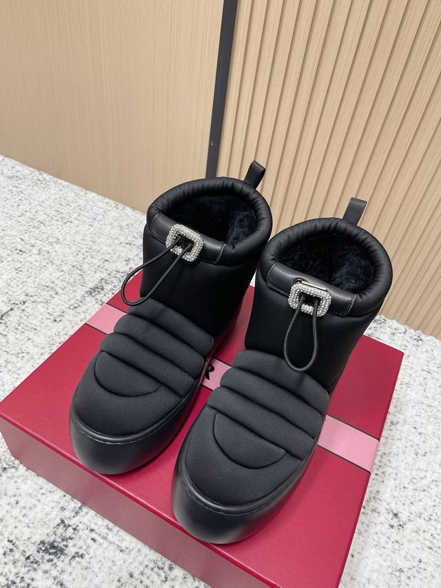 Top Version: Rv24Ss Autumn/Winter New Snow Boots, Puffy Fabric Ankle Boots, Thic