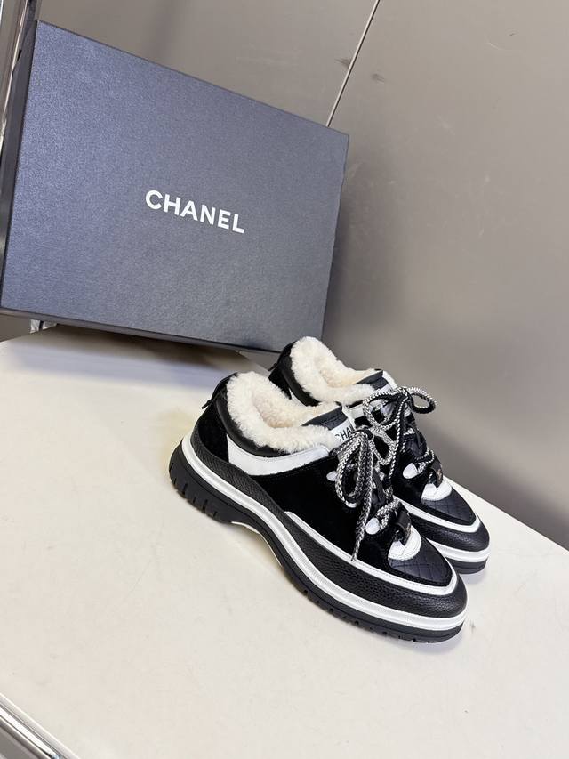 Chanel's latest 25C casual furry sneakers, original mold customization, incredib