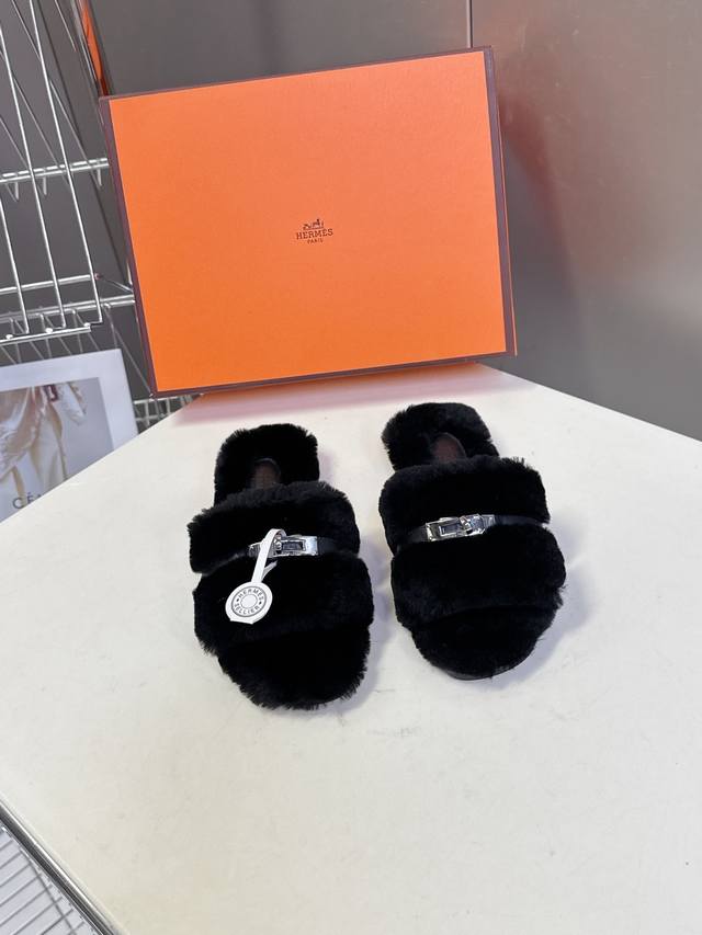 Hermes Classic Kelly Buckle H Slippers High-End Version Classic Evergreen Series