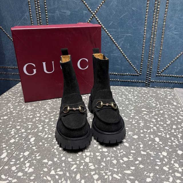 Gucci Horsebit Platform Ankle Boots Super cool style, suitable for avant-garde f