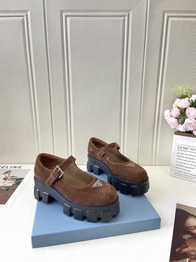 Top Quality Prada 25Fw Latest Monolith Mary Jane Shoes Triangle Buckle Platform