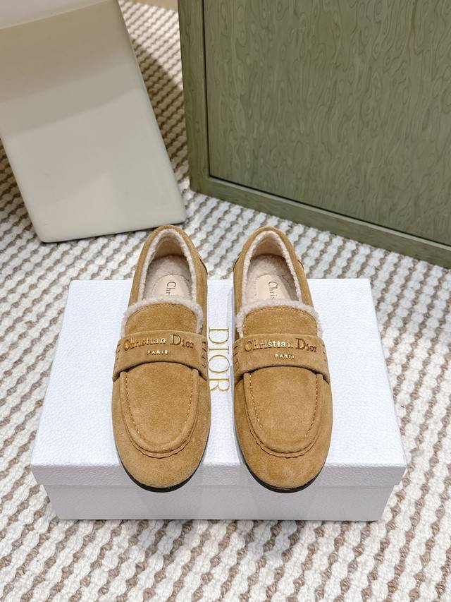 Retail-grade Dior 25 Ss Autumn/Winter New Wool Loafers Top quality, perfect fit,