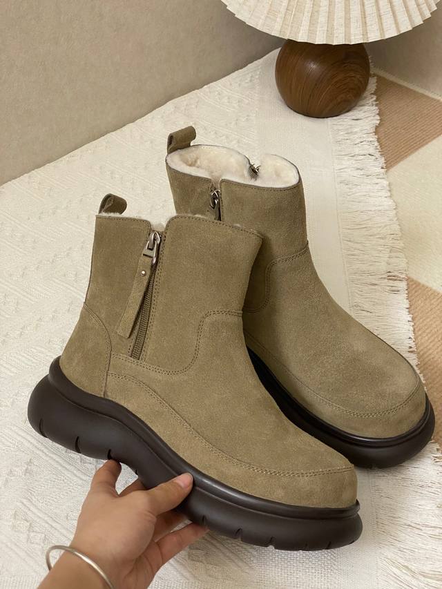 Sheepskin lining + top-grain cowhide upper 1.5cm golden thickness wool locks in