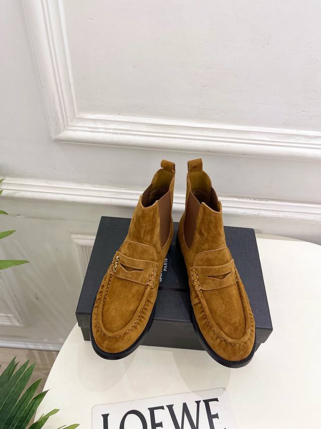 Sain*Laurent 2025 Fall/Winter New Arrival Le Loafer Pleated Chelsea Ankle Boots