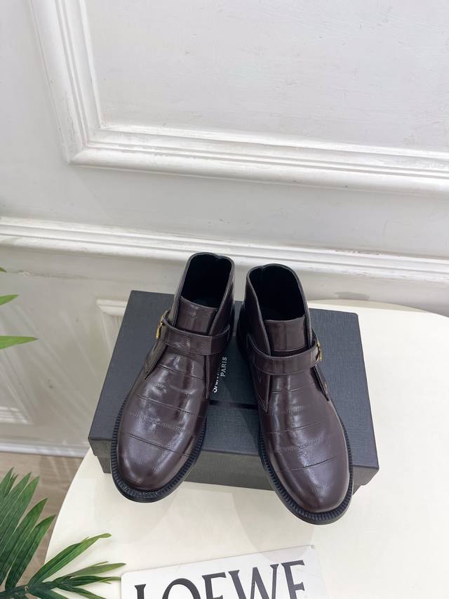 Sain*Laurent 2025 Fall/Winter New Arrival: Syl Eel Leather British Style Ankle B
