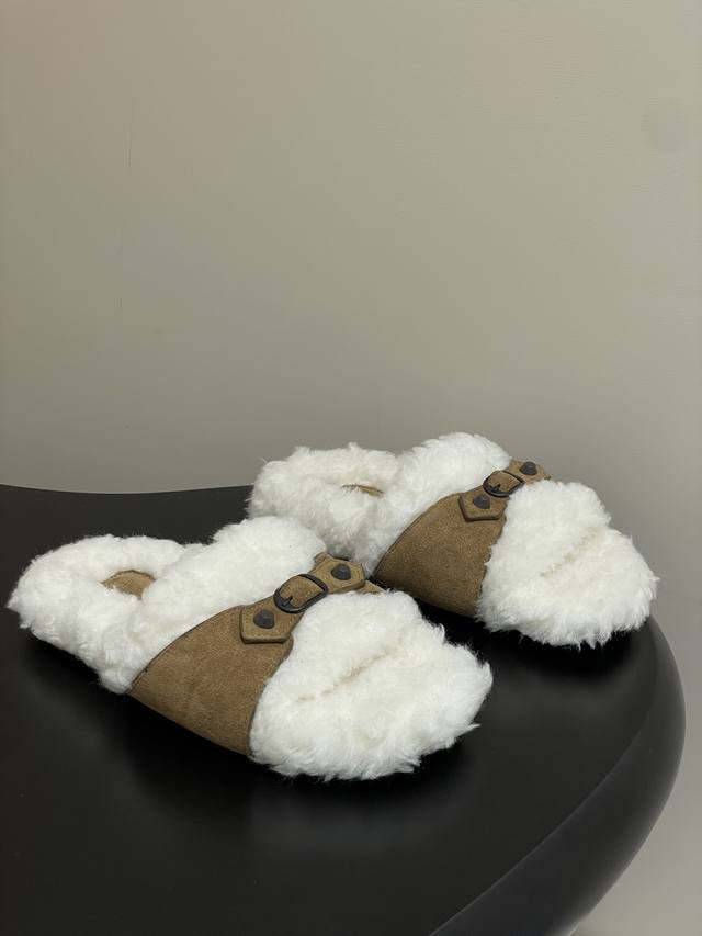 Balenciaga 25Fw Autumn/Winter New Wool Slippers Classic Buckle Studded Wool Slip