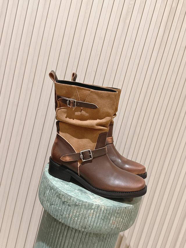 Top Version: Ice Dust Designer Brand Autumn/Winter Latest Retro Leather Boots, S