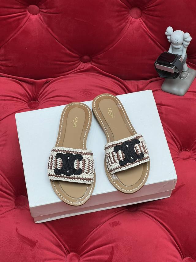 Exclusive Real Shot Top-Tier Version 24Ss Import Level Celine Straw-Woven Cowhid