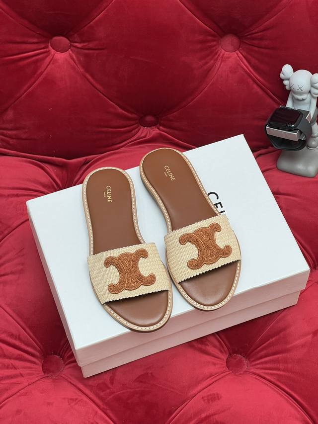 Exclusive Real Shot Top-Tier Version 24Ss Import Level Celine Straw-Woven Leathe