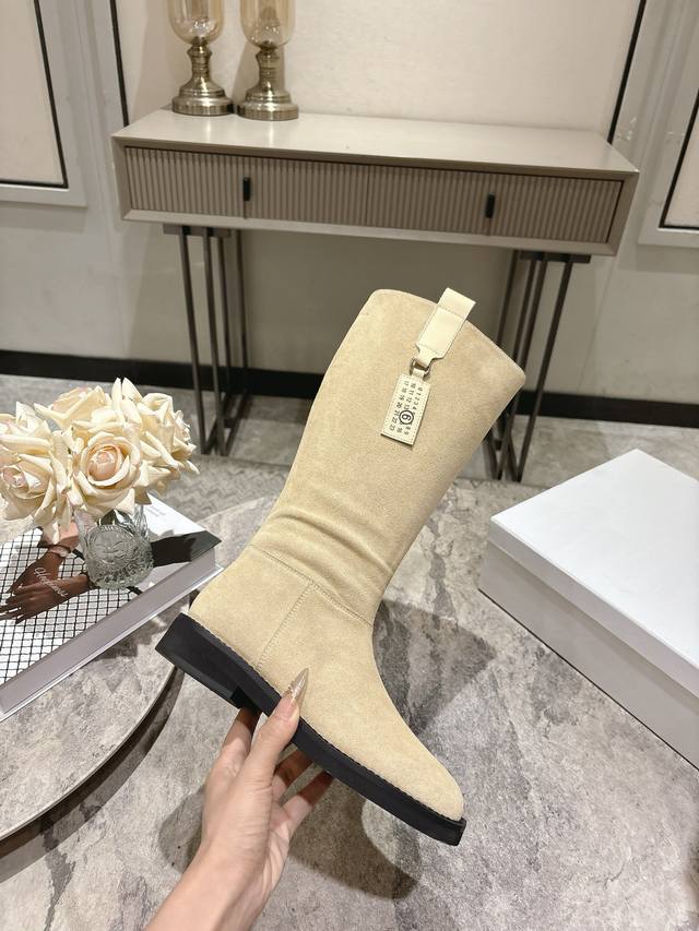 Maison Margiela 25Ss Autumn/Winter New Apple Square Toe Zipper Over-the-Knee Boo