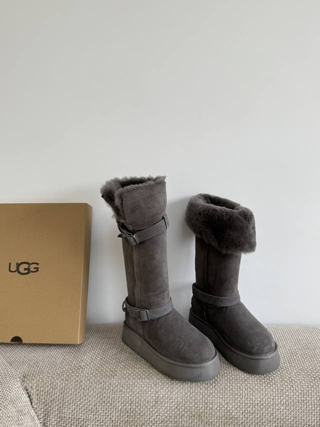 Top-tier platform riding boots, thick-soled series, autumn/winter leather buckle