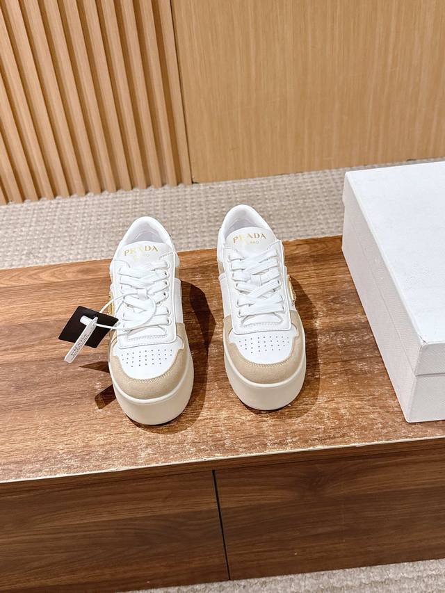 Prada Platform Casual Shoes These shoes feature a combination of leather and su