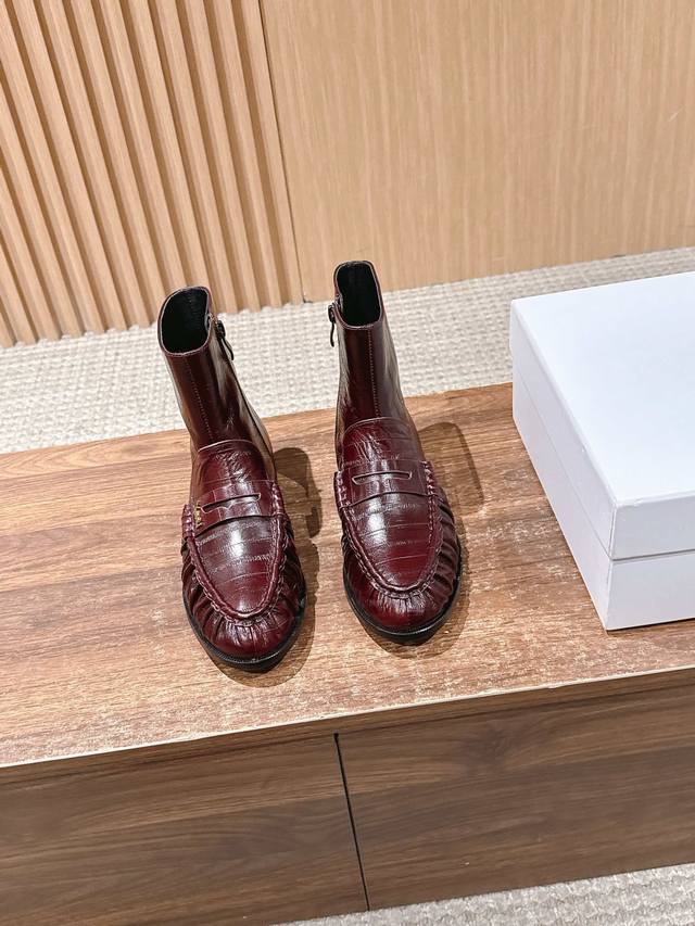 Saint Laurent Letter Ruffled Loafer Ankle Boots. When the relaxed loafer gene m