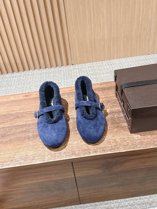 Aleia Autumn/Winter Runway Style Flat Wool-Lined Mary Jane Ballet Flats A super