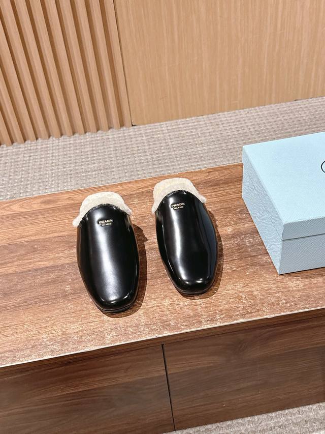 Prada Autumn/Winter New Plush Mules These mules blend luxurious texture with co