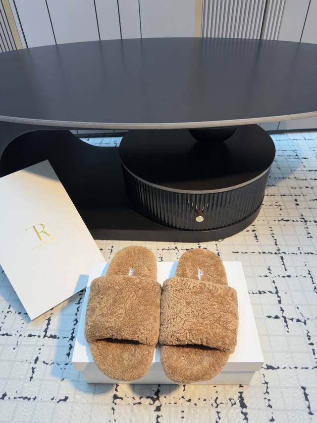The Row Adorable Lambswool Slippers Autumn/Winter Fashionable and Versatile Casu