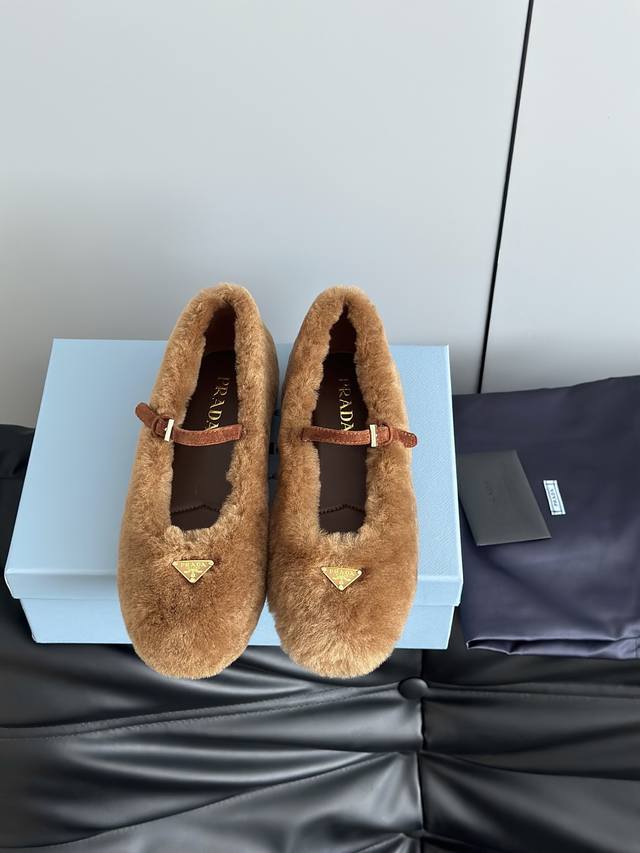 prad*25 New Wool Mary Jane Ballet Flats, Top Version These ballet flats feature