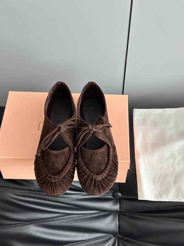 Hereu Spanish Early Autumn New Lace-up Ballet Shoes with Ruffled Bow Mary Jane L