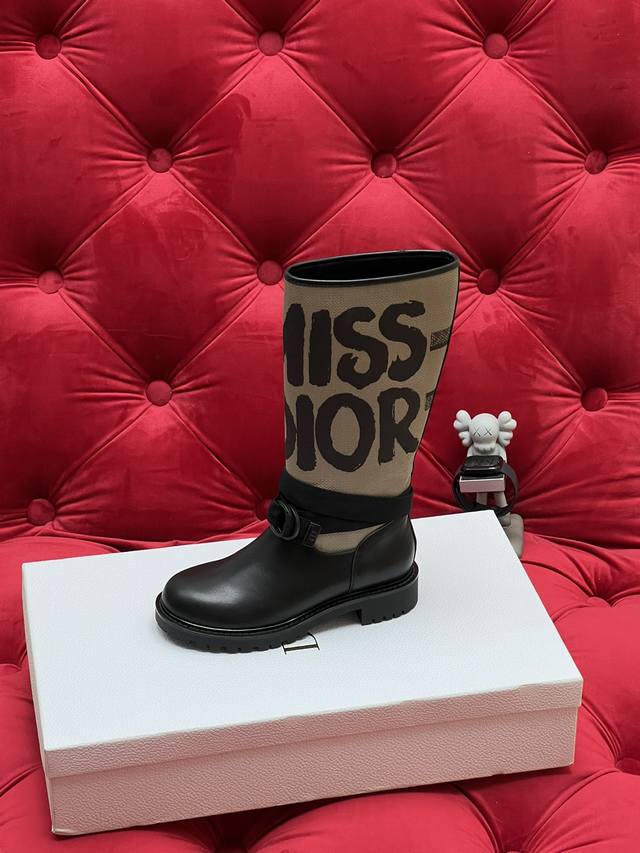 Exclusive Real Shot Top Version 24Ss New Dior Autumn/Winter Classic Riding Boots