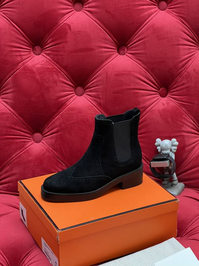 Exclusive Real Shot Top Version Hermes Baroque Brooch Ankle Boots 2024 Autumn/Wi