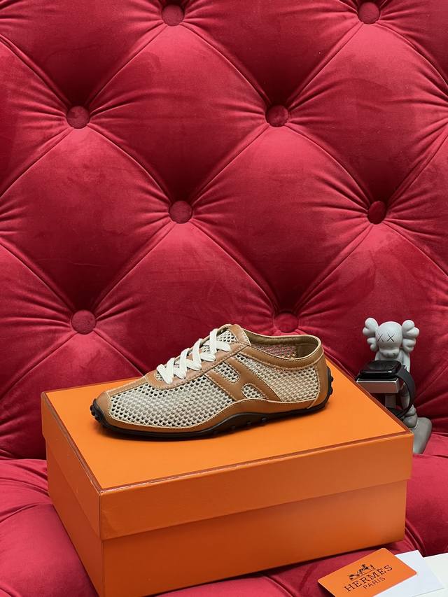 Exclusive Real Shot Top-Tier Version Hermes 25Ss New Mesh Mary Jane Casual Shoes