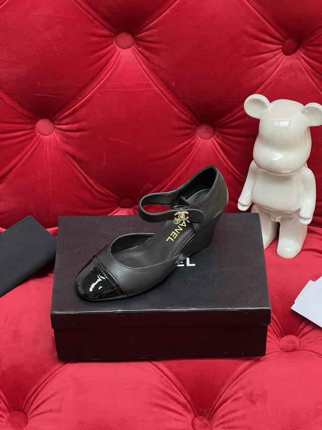 Exclusive Real Shot High-Version Ss Chanel-Style Wedge Double C High Heels ~ Cla