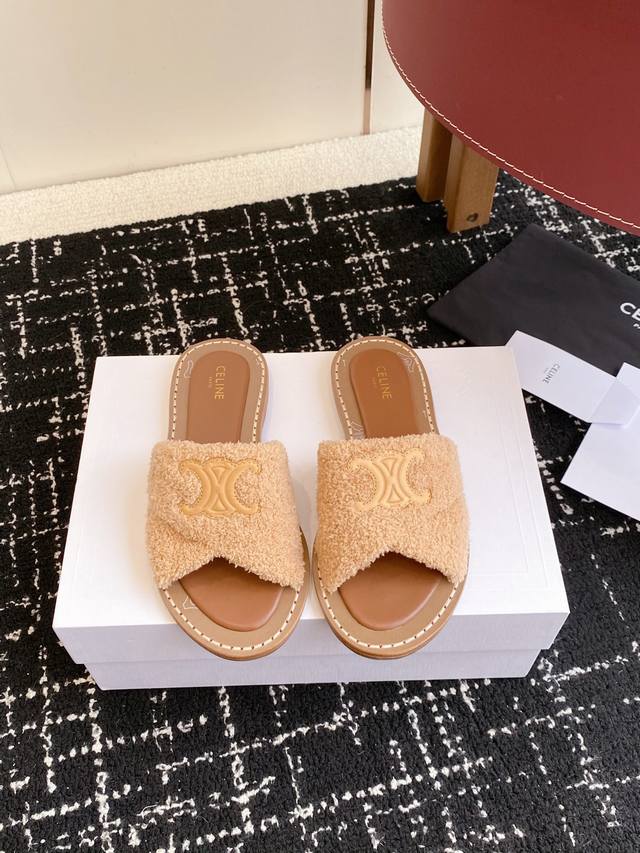 Retail-grade CDS Celine 25Ss Spring/Summer New Flat Slippers with Arc de Triomph