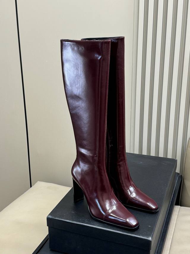 Long and Short Version Ys Saint Laurent 2025 Winter New Square Toe Chunky Heel A