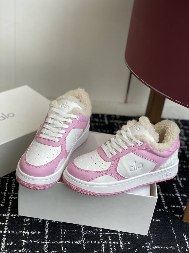 Retailer-grade Alo25S Autumn/Winter New Color-Blocked White Sneakers, Thick-Sole