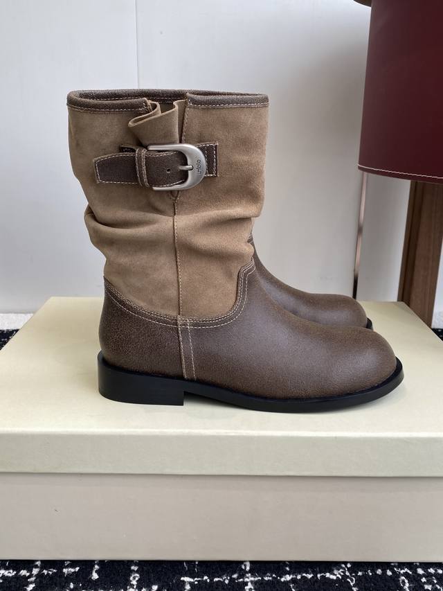 Retail Quality Unfolio 2025 Autumn/Winter New Buckle Slouch Boots Calling them t