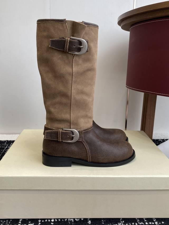 Retail Quality Unfolio 2025 Autumn/Winter New Buckle Slouch Boots/Knight Boots C