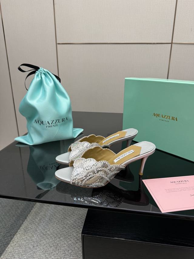 Aquazzura Pineapple Sequined Laser High Heels 2025 Spring/Summer Newest Butterfl