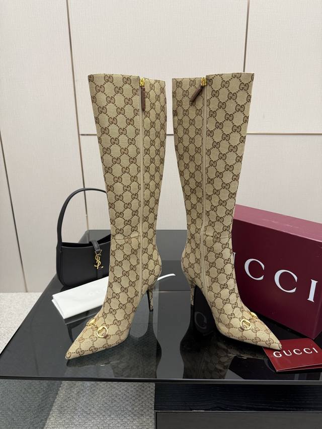 Leather and Fabric Gucci Classic Autumn/Winter Pointed Toe Chain High-Heeled An