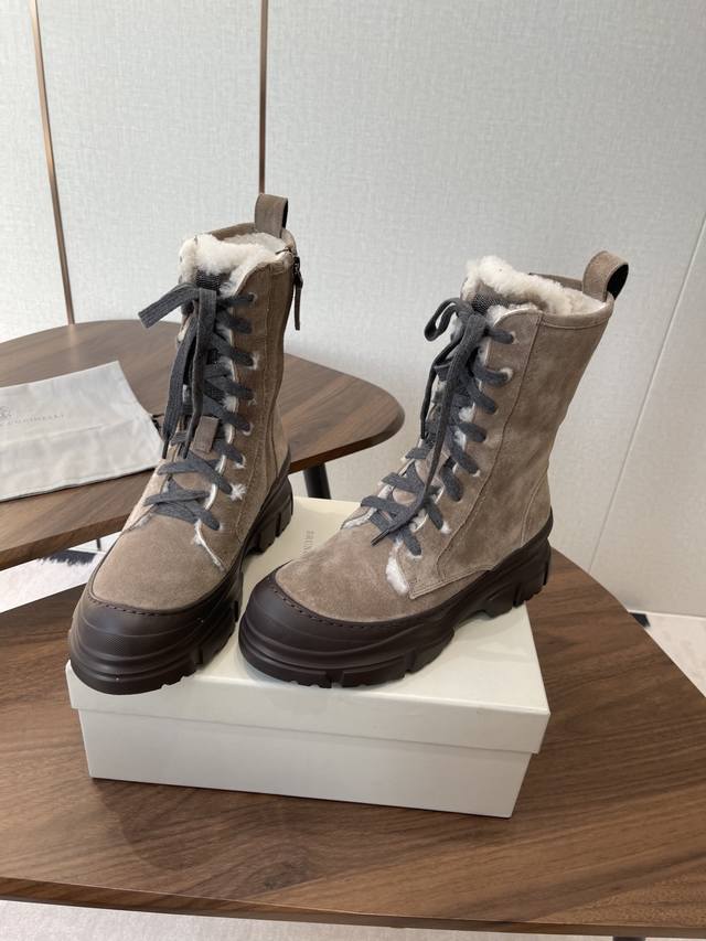 Bc 2025 Autumn/Winter New Arrival Brunellocucinelli Wool Sleeve Ankle Boots. Ins