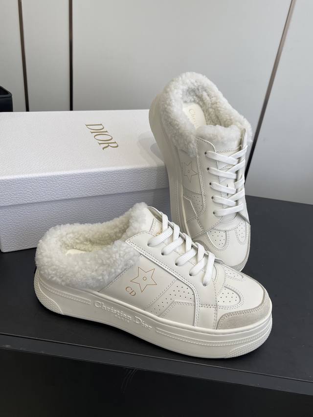 Dior Fall/Winter New Style Furry Slippers, Classic, High-End, Elegant, Gentle, a
