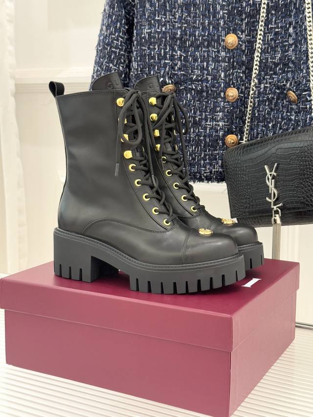 Factory Price Gucci Classic Double G Metallic Logo Platform Boots Martin Boots W